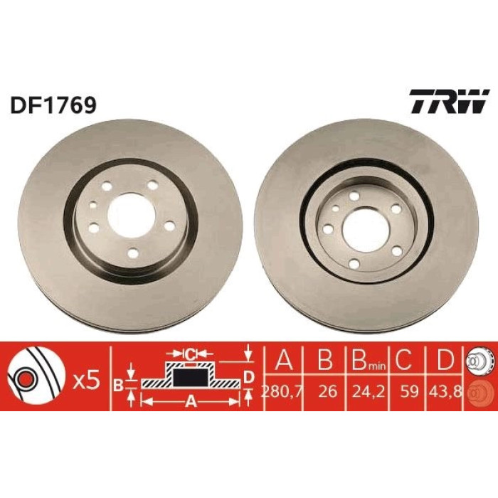 TRW Bremsscheibe DF1769 TRW Bremsscheibe DF1769