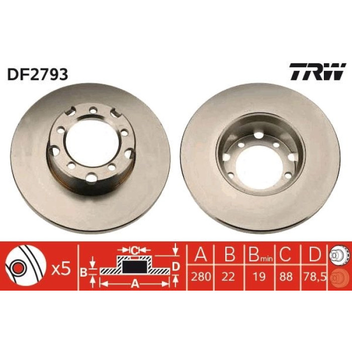 TRW Bremsscheibe DF2793 TRW Bremsscheibe DF2793