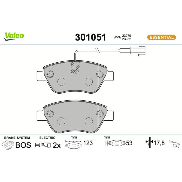 Valeo Bremsbelagsatz 301051 Valeo Bremsbelagsatz 301051
