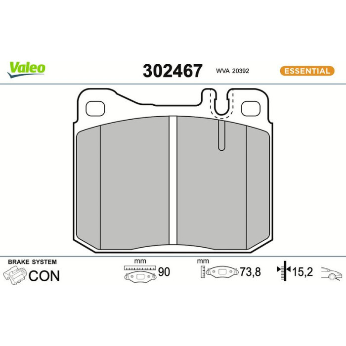 Valeo Bremsbelagsatz 302467 Valeo Bremsbelagsatz 302467