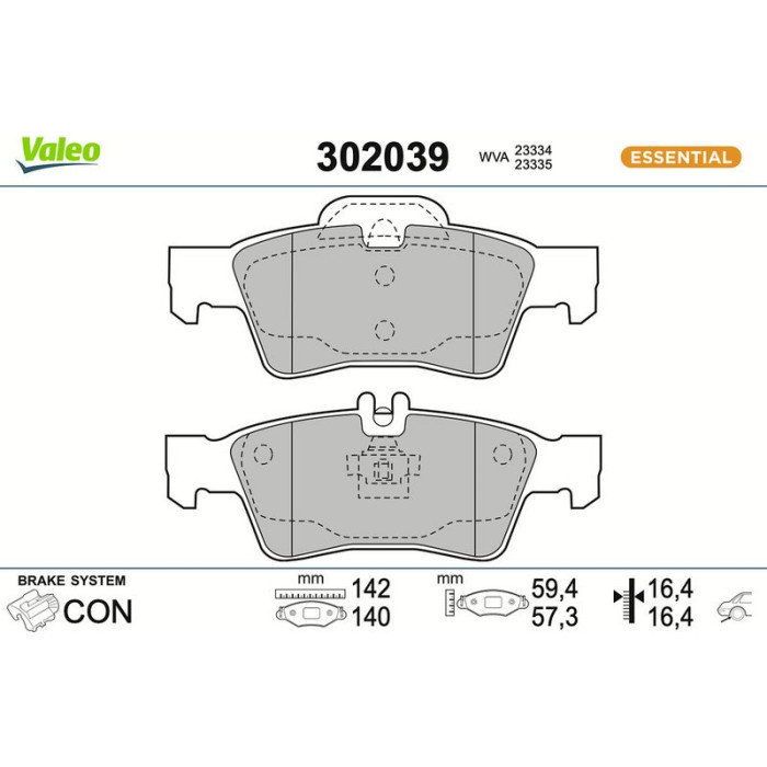 Valeo Bremsbelagsatz 302039 Valeo Bremsbelagsatz 302039