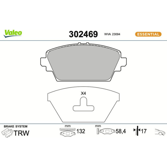 Valeo Bremsbelagsatz 302469 Valeo Bremsbelagsatz 302469