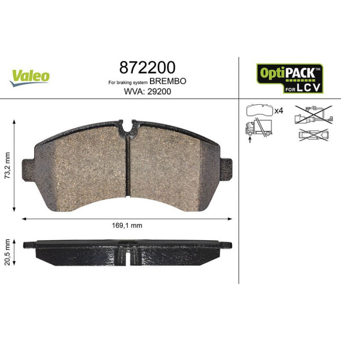 Valeo Bremsbelagsatz 872200 Valeo Bremsbelagsatz 872200