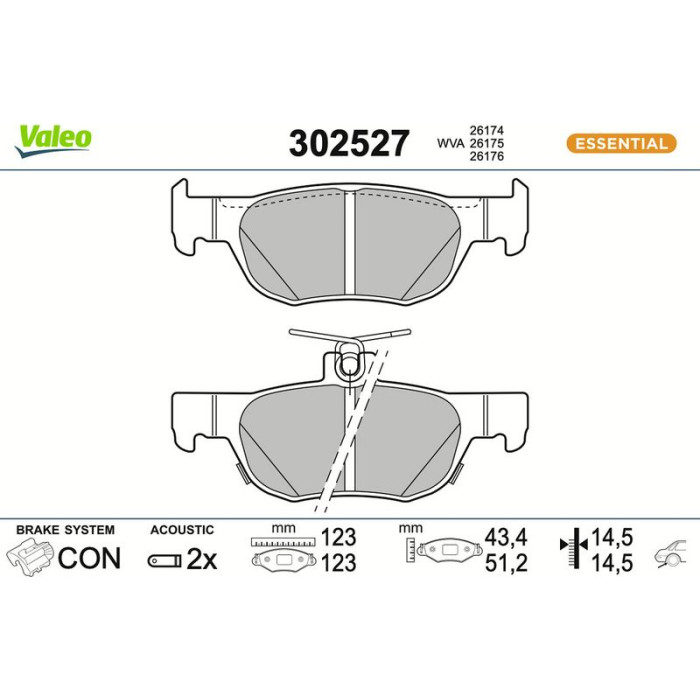 Valeo Bremsbelagsatz 302527 Valeo Bremsbelagsatz 302527