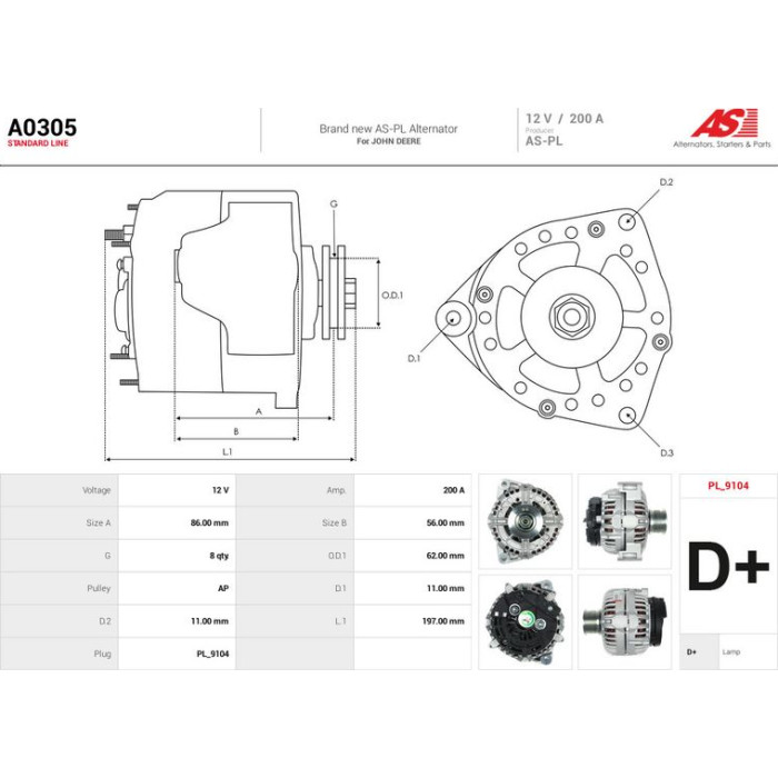 A0305 AS-PL Lichtmaschine (Generator) A0305