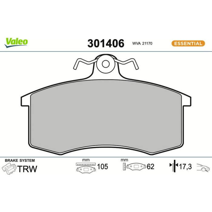 Valeo Bremsbelagsatz 301406 Valeo Bremsbelagsatz 301406