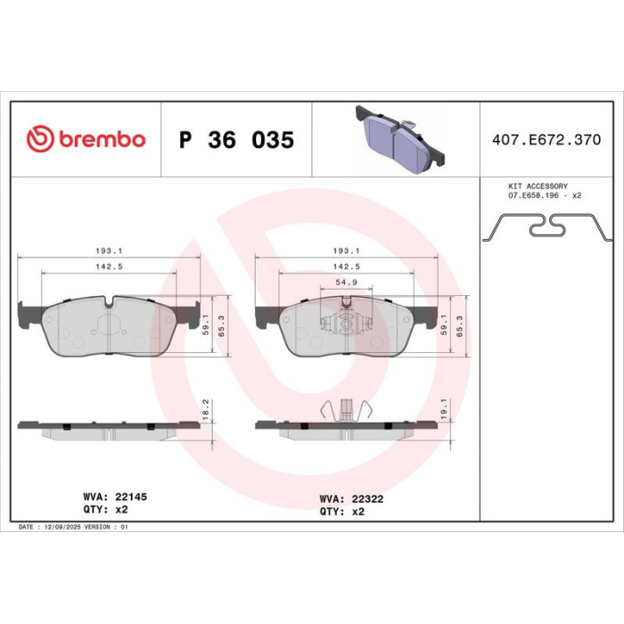 BREMBO Bremsklötze VA P 36 035 BREMBO Bremsklötze VA P 36 035