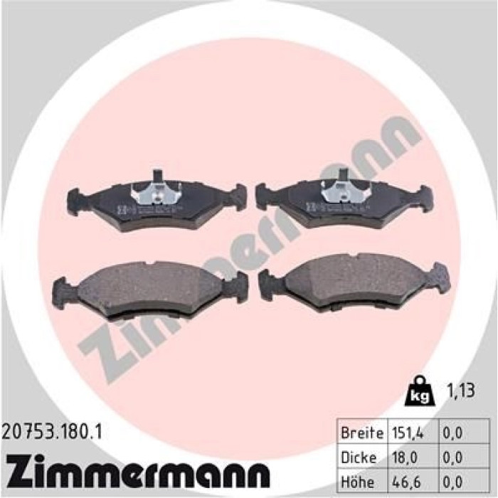 20753.180.1 ZIMMERMANN Bremsbeläge 20753.180.1 20753.180.1 ZIMMERMANN Bremsbeläge 20753.180.1