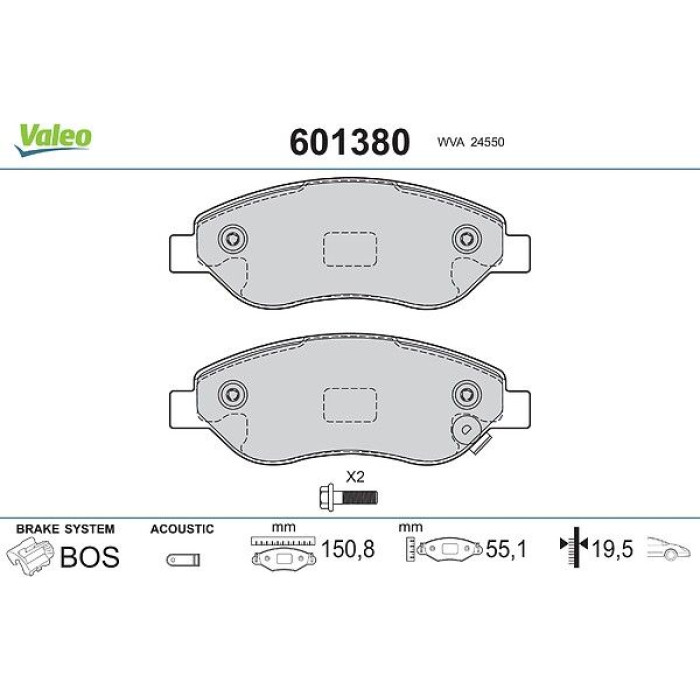 Valeo Bremsbelagsatz 601380 Valeo Bremsbelagsatz 601380