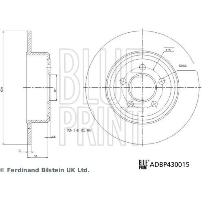 BluePrint BLUE PRINT Bremsscheibe ADBP430015 BluePrint BLUE PRINT Bremsscheibe ADBP430015
