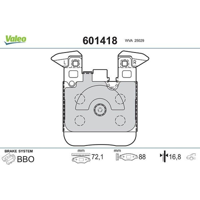 Valeo Bremsbelagsatz 601418 Valeo Bremsbelagsatz 601418