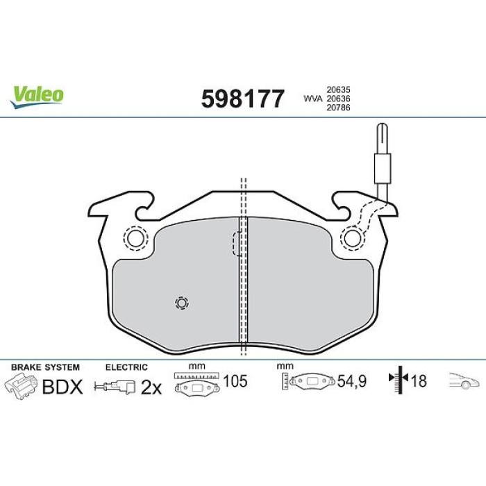 Valeo Bremsbelagsatz 598177 Valeo Bremsbelagsatz 598177