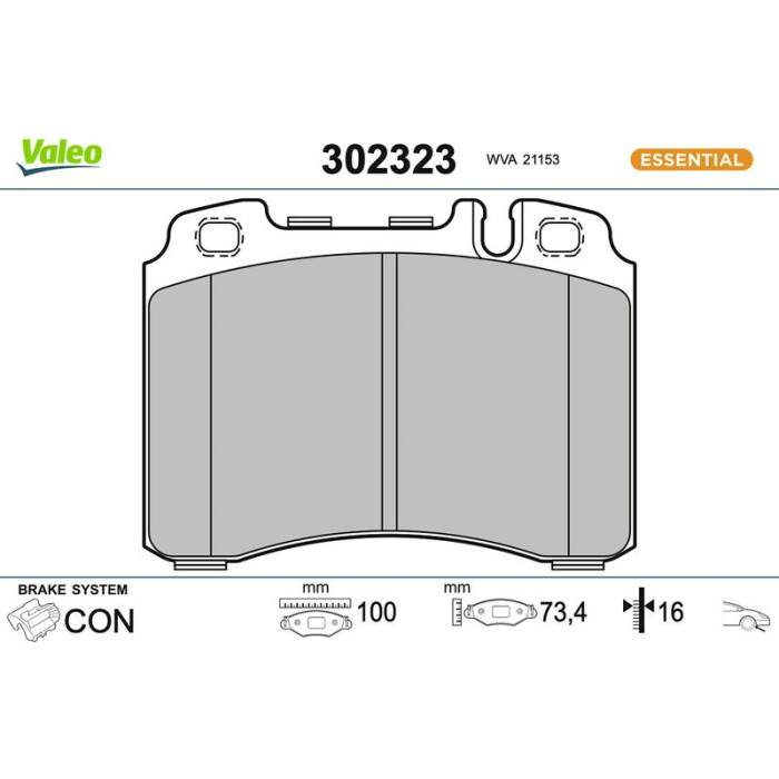 Valeo Bremsbelagsatz 302323 Valeo Bremsbelagsatz 302323