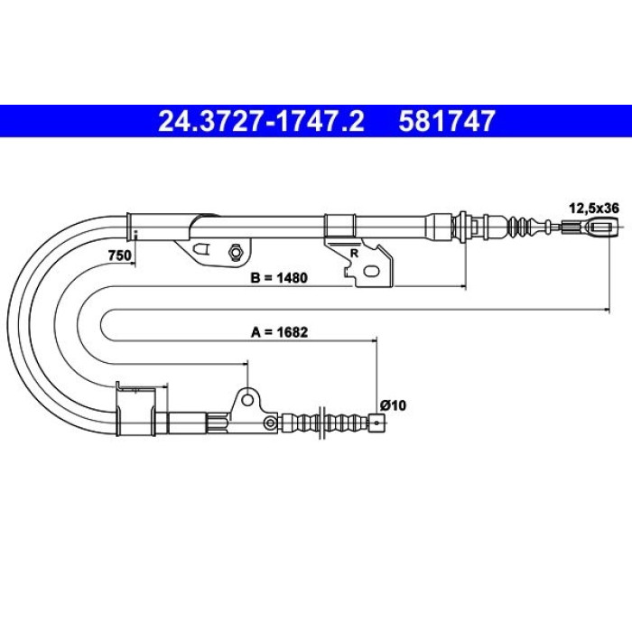 ATE Handbremsseil 24.3727-1747.2 ATE Handbremsseil 24.3727-1747.2