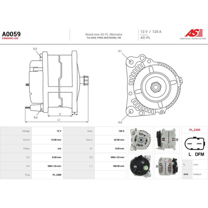 A0059 AS-PL Lichtmaschine (Generator) A0059