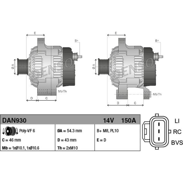 Denso Lichtmaschine DAN930 Denso Lichtmaschine DAN930