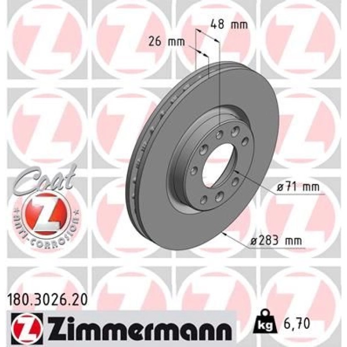 Zimmermann Bremsscheibe Vorderachse 180.3026.20 Zimmermann Bremsscheibe Vorderachse 180.3026.20