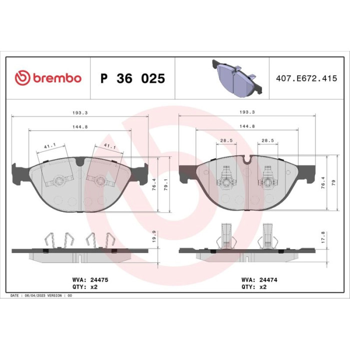 BREMBO Bremsklötze VA P 36 025 BREMBO Bremsklötze VA P 36 025