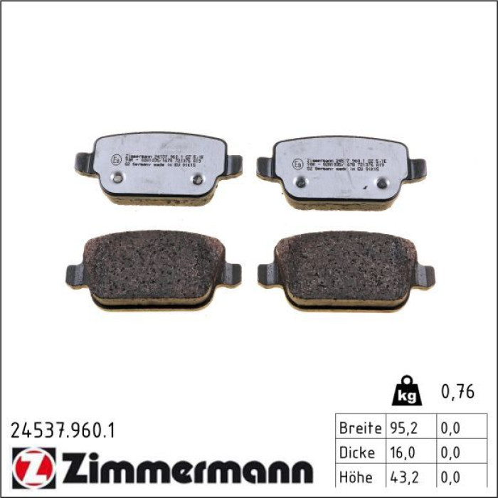 24537.960.1 ZIMMERMANN Bremsbelagsatz, Scheibenbremse 24537.960.1 24537.960.1 ZIMMERMANN Bremsbelagsatz, Scheibenbremse 24537.960.1