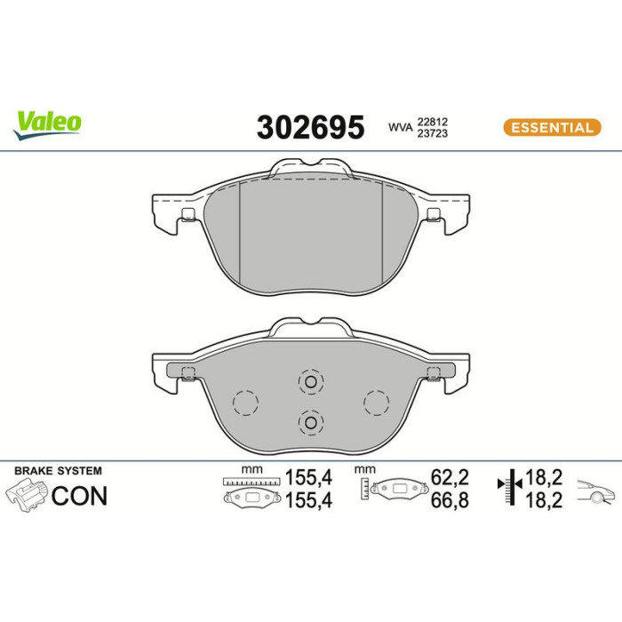 Valeo Bremsbelagsatz 302695 Valeo Bremsbelagsatz 302695