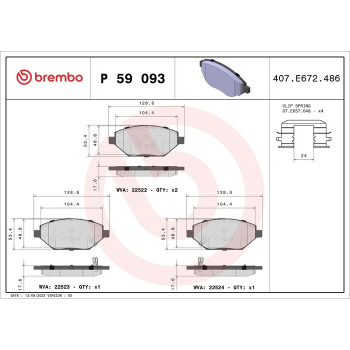 BREMBO Bremsklötze VA P 59 093 BREMBO Bremsklötze VA P 59 093