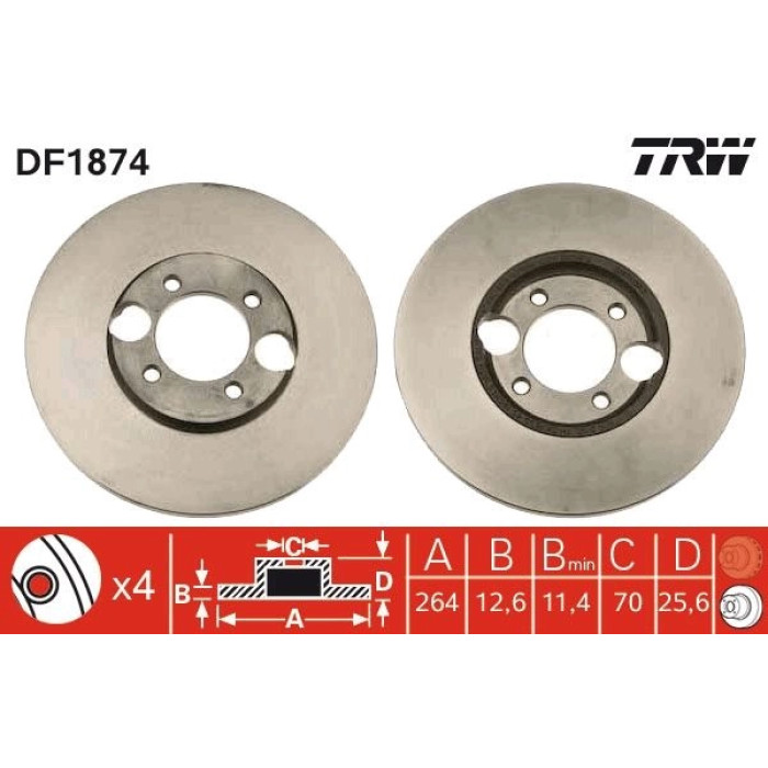 TRW Bremsscheibe DF1874 TRW Bremsscheibe DF1874
