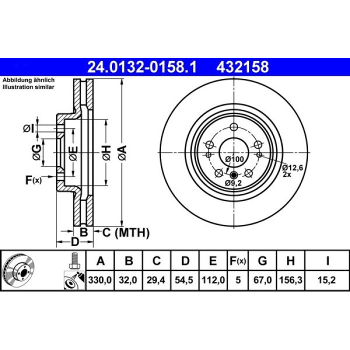 ATE Bremsscheibe Mercedes-Benz Vorderachse W164/W251 3.0-5.5 4-Matic 05 24.0132-0158.1 ATE Bremsscheibe Mercedes-Benz Vorderachse W164/W251 3.0-5.5 4-Matic 05 24.0132-0158.1
