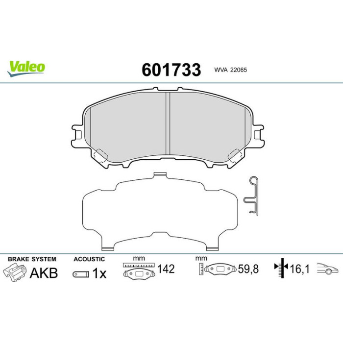 Valeo Bremsbelagsatz 601733 Valeo Bremsbelagsatz 601733