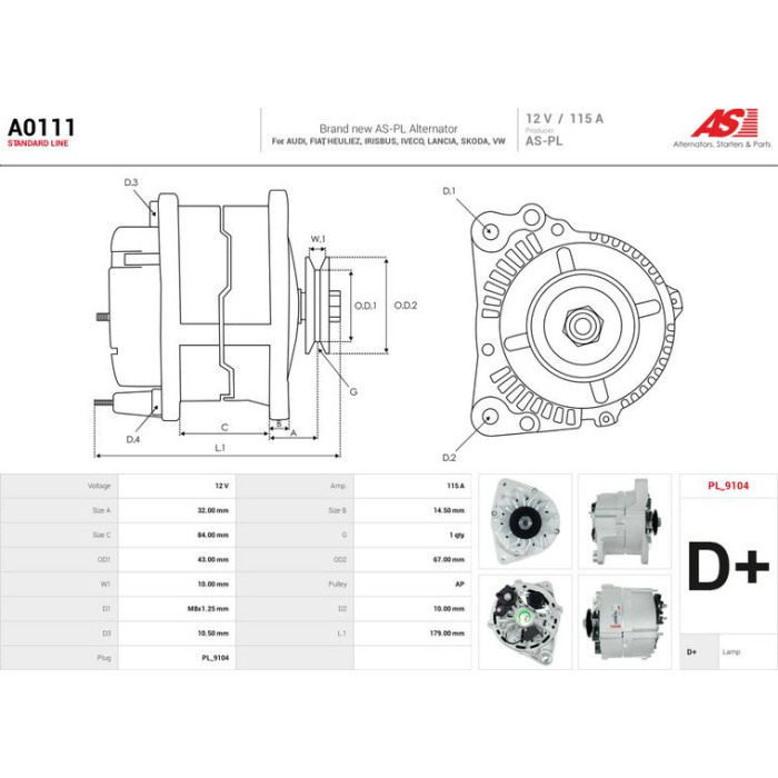 A0111 AS-PL Lichtmaschine (Generator) A0111