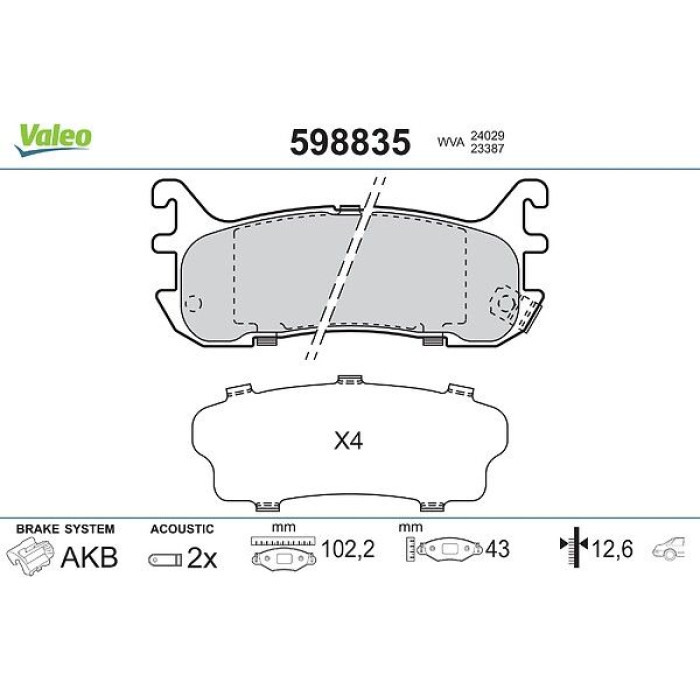 Valeo Bremsbelagsatz 598835 Valeo Bremsbelagsatz 598835