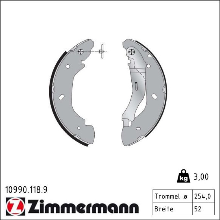 ZIMMERMANN Bremsbacken 10990.118.9 ZIMMERMANN Bremsbacken 10990.118.9