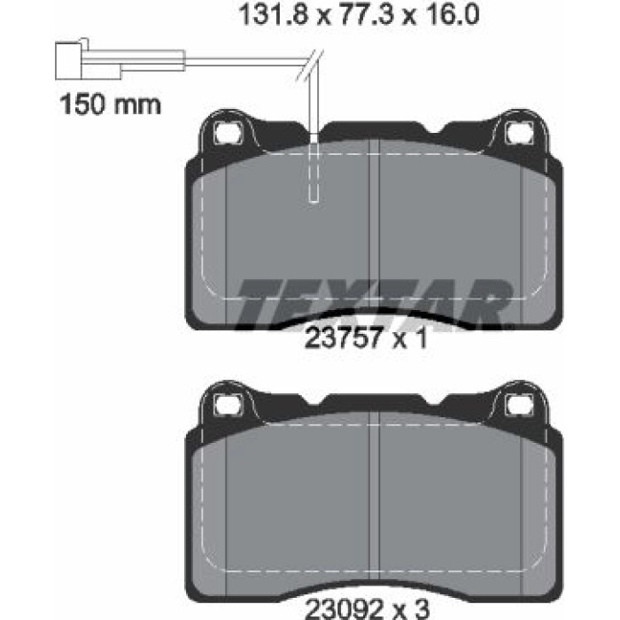 Textar Bremsbelagsatz 2375701 – 1 Verschleißsensor