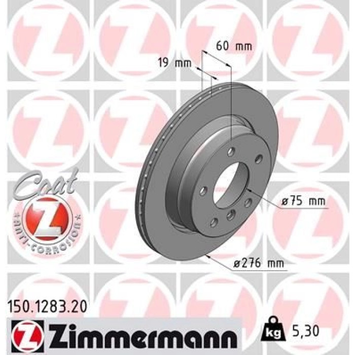 Zimmermann Bremsscheibe Hinterachse 150.1283.20 Zimmermann Bremsscheibe Hinterachse 150.1283.20