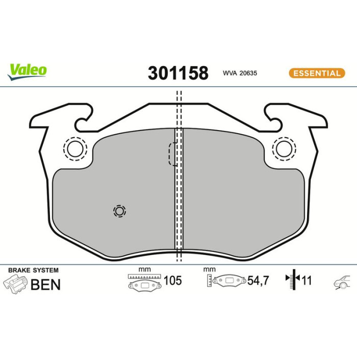 Valeo Bremsbelagsatz 301158 Valeo Bremsbelagsatz 301158