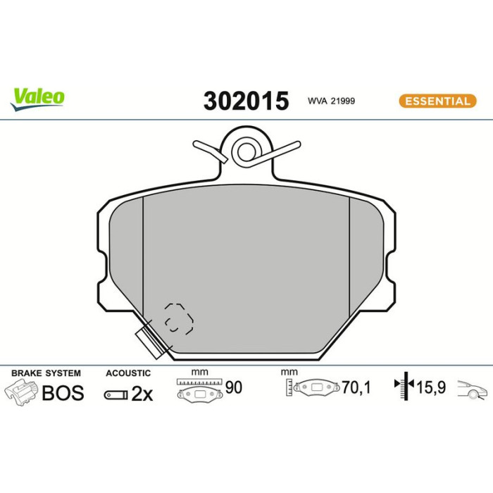 Valeo Bremsbelagsatz 302015 Valeo Bremsbelagsatz 302015