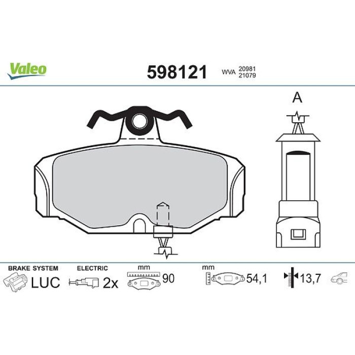 Valeo Bremsbelagsatz 598121 Valeo Bremsbelagsatz 598121