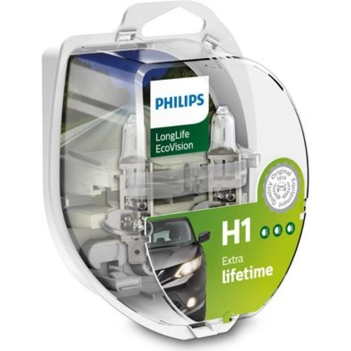 12258LLECOS2 PHILIPS H1 Halogenlampe LongLife EcoVision 12 V 55 W P14,5s, 2 Stück - 12258LLECOS2 - l 12258LLECOS2 PHILIPS H1 Halogenlampe LongLife EcoVision 12 V 55 W P14,5s, 2 Stück - 12258LLECOS2 - l