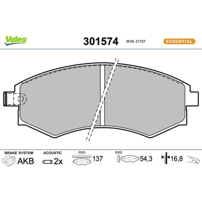 301574 Valeo Bremsbelagsatz 301574 301574 Valeo Bremsbelagsatz 301574