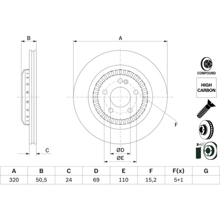 Bosch Bremsscheibe 0 986 479 H39 Bosch Bremsscheibe 0 986 479 H39