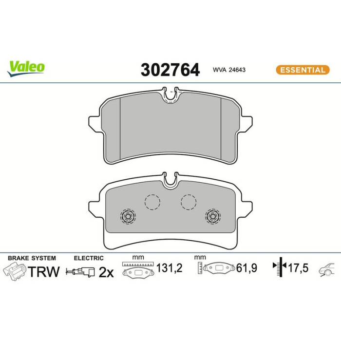 Valeo Bremsbelagsatz 302764 Valeo Bremsbelagsatz 302764