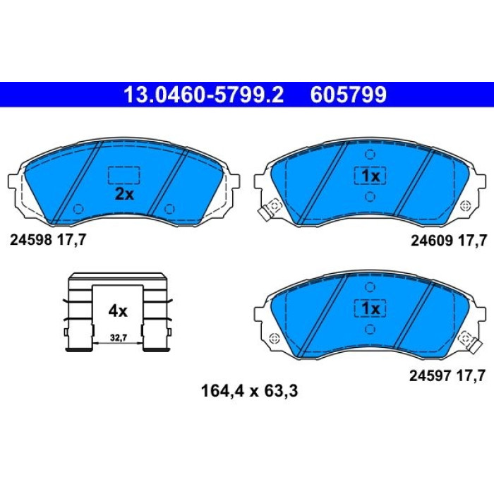 ATE Bremsbelagsatz Kia Vorderachse Carnival 2.2-2.9 Crdi 06 13.0460-5799.2 ATE Bremsbelagsatz Kia Vorderachse Carnival 2.2-2.9 Crdi 06 13.0460-5799.2