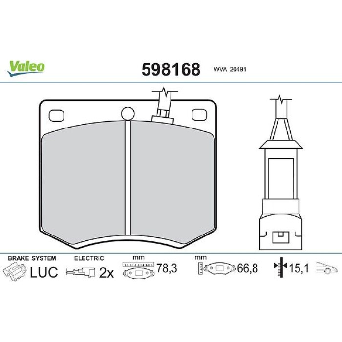Valeo Bremsbelagsatz 598168 Valeo Bremsbelagsatz 598168