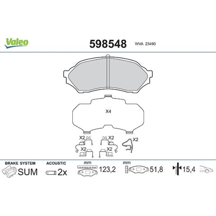 Valeo Bremsbelagsatz 598548 Valeo Bremsbelagsatz 598548