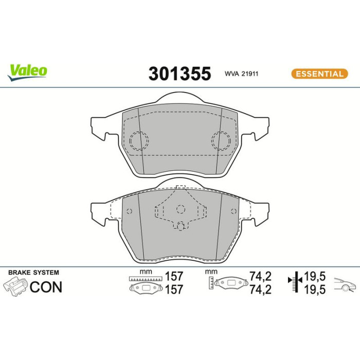 Valeo Bremsbelagsatz 301355 Valeo Bremsbelagsatz 301355