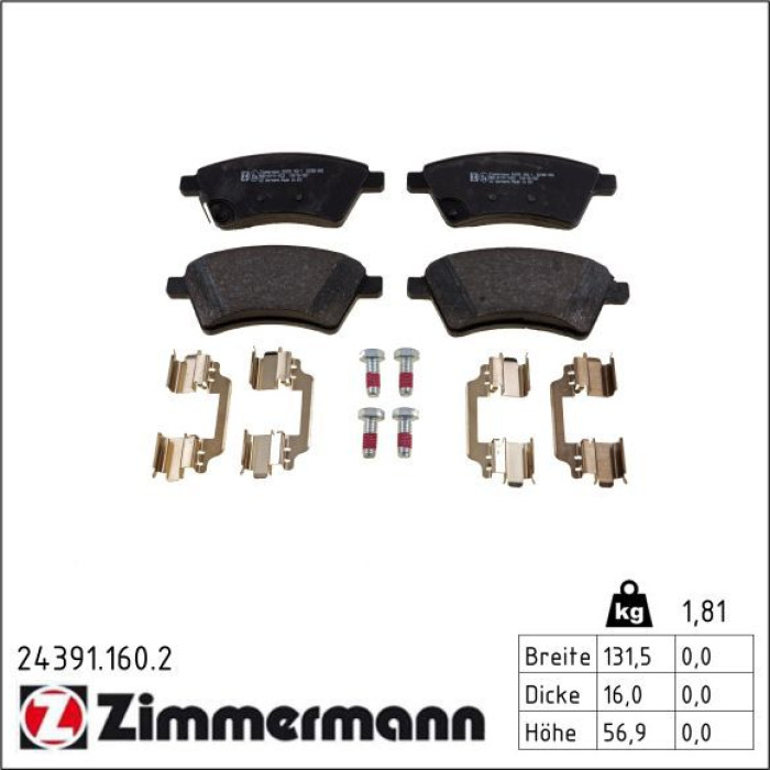 ZIMMERMANN Bremsbeläge 24391.160.2 ZIMMERMANN Bremsbeläge 24391.160.2