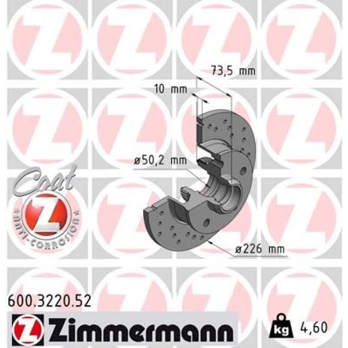 Zimmermann 17 482 012 Sport Bremsscheibe Hinterachse mit ABS 600.3220.52 Zimmermann 17 482 012 Sport Bremsscheibe Hinterachse mit ABS 600.3220.52
