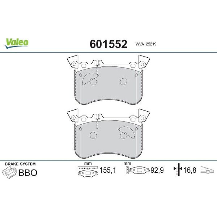 Valeo Bremsbelagsatz 601552 Valeo Bremsbelagsatz 601552