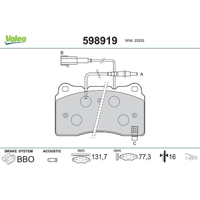 Valeo Bremsbelagsatz 598919 Valeo Bremsbelagsatz 598919
