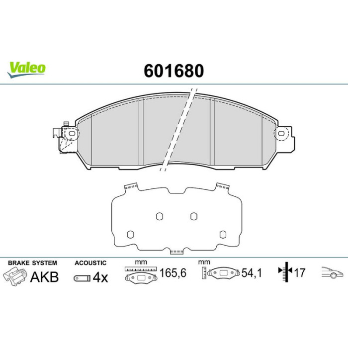 Valeo Bremsbelagsatz 601680 Valeo Bremsbelagsatz 601680