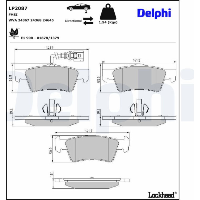 Delphi Bremsbelagsatz LP2087 Delphi Bremsbelagsatz LP2087